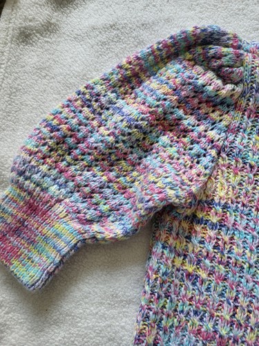 DESIGN 365 Sweater Girl's Size S Multicolor Cardigan Button Down Puff Sleeve - Picture 5 of 8