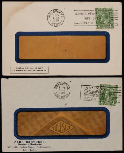 AUSTRALIA 1930s KGV 1d green on Victoria advertising covers. (30) - Picture 4 of 12