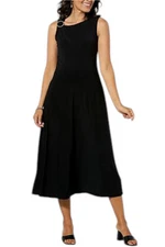 Antthony Women's O-Ring Detail Sleeveless Midi Dress Black