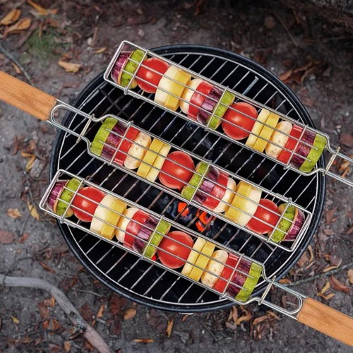 TheOwnas Long Acero Inoxidable Barbacoa Parrilla Cesta Verduras Jaula, Apertura Lateral y Mango - Imagen 10 de 11