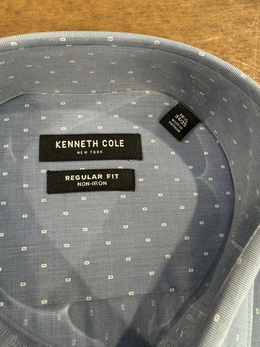 Kenneth Cole New York Button Up Shirt Mens 16 1/5 34/35 Blue - Picture 2 of 4