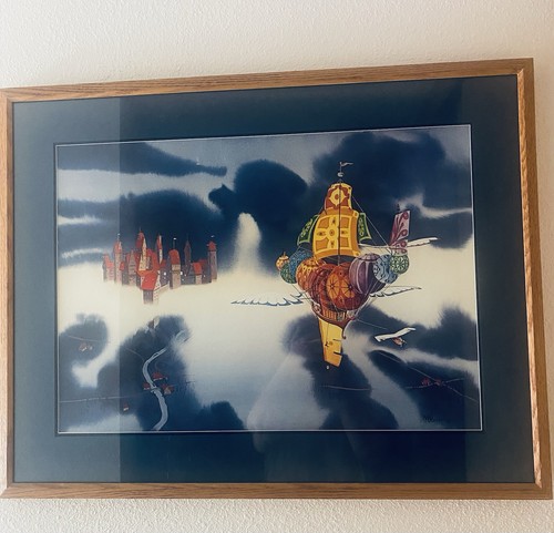 1985 Signed Framed Painting Print Midnight Cruise Oregon Artist William Steidel