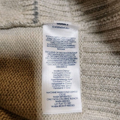 New $70 Medium Ralph Lauren Chaps Beige Textured 100% Cotton Quarter Zip Sweater - Picture 7 of 10