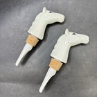 Ceramic Bottle Pourers WHITE HORSE Vintage Advertising Barware x 2 Good Corks