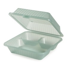 G.E.T. 3 Compartment Jade Polypropylene Eco-Takeout Container - 9"L x 9"W x 3