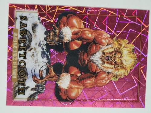 2024 Marvel Masterpieces ‘92 Platinum ALPHA 001 / 992 SABRETOOTH PINK LASERS - Picture 5 of 12