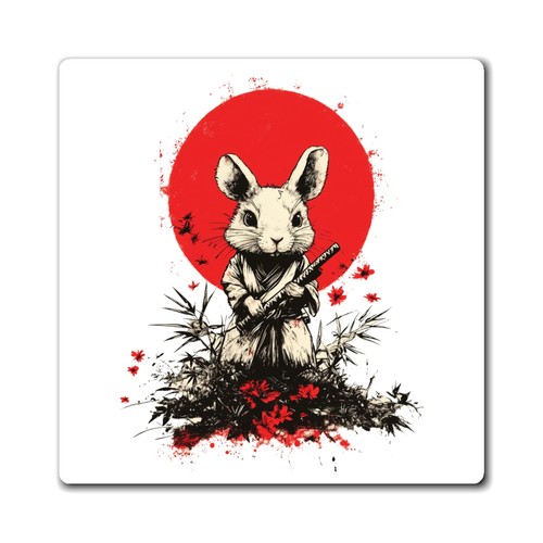 Imán de ratón samurai, linda decoración de cocina, arte japonés, regalo para amantes de los animales, - Imagen 6 de 7