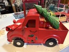 Christmas Truck With Light Up Christmas Tree Red Metal