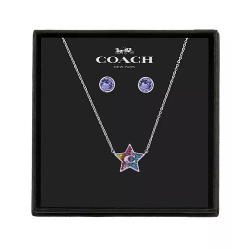 Juego de collar y aretes COACH Star de cristal de Swarovski, extensor de 16" + 2" - Imagen 1 de 6