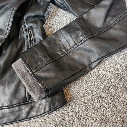Hollister~Faux Leather Hoodie Moto Motorcycle Jacket~Black/ Gray~Size Small~NWOT - Picture 3 of 7