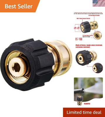 #ad Gold and Black 3 8 Inch to M22 14mm Quick Connect Adapter for 5000 PSI Washers $18.99
