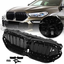 Gloss Black For 2019+ BMW X6 G06 Front Active Grille Shutter Air Inlet Radiator