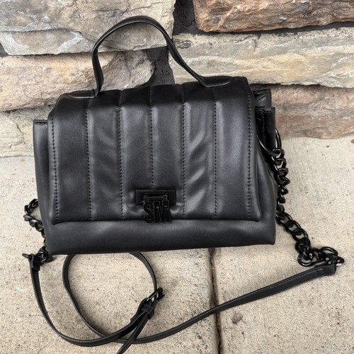 STEVE MADDEN BLACK BTESSA Crossbody NWT Med SZ BLACK Chain Strap & Top Handle  - Picture 1 of 10