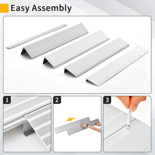 4" Rise Wheelchair Threshold Ramp w/ Adjustable Ramp 700LBS Weight Capacity - Picture 8 of 9