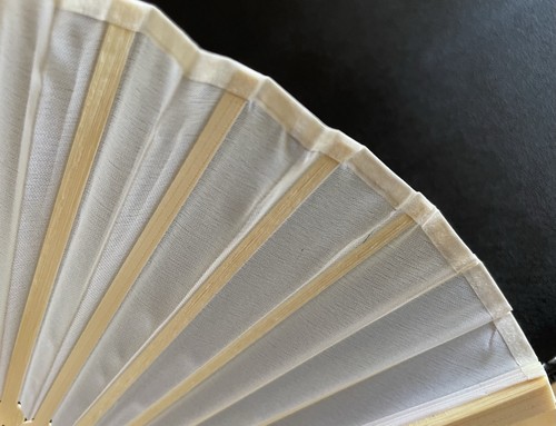 Sommerfächer Handfächer Holz Nylon weiß 21cm neu! - Bild 3 von 4