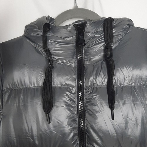 Stylus Women's Long Hooded Down Puffer Jacket Pewter Grey Small - Picture 3 of 12