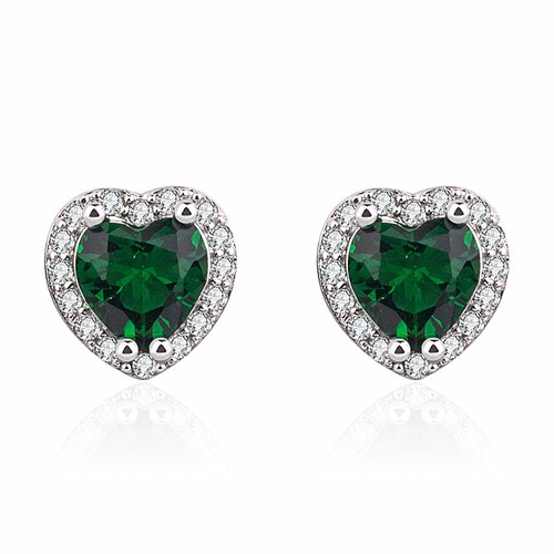 Elegante Ohrstecker verschiedene Stil Mode Herz Twist Blume rot/grün Kristall - Bild 10 von 16