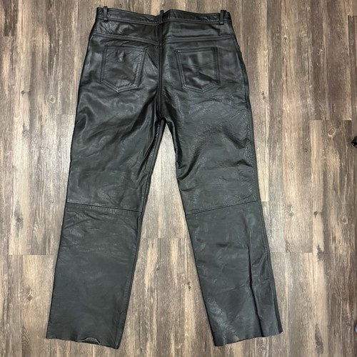 Pantalones de cuero genuino XElement para hombre 38x33 negros motociclista peso pesado - Imagen 2 de 10