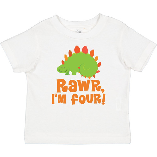 Inktastic 4th Birthday Funny Dinosaur 4 Years Toddler T-Shirt Fourth Four Year