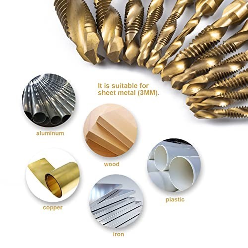 13-Piece Drill and Tap Bits Set with Quick Change Adapter - SAE/Metric, 3-in-1 - Picture 3 of 6