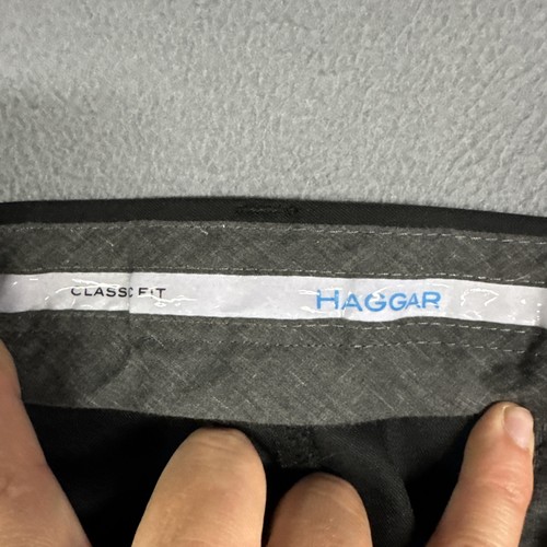 Haggar Dress Pants Mens 40x36 (Fits 40x34) Black Classic Fit Cool 18 Pro Work - Picture 7 of 10