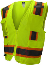SV6 Two Tone Class 2 Surveyor Polyester All Mesh Vests with Contrasting Trim, Gr