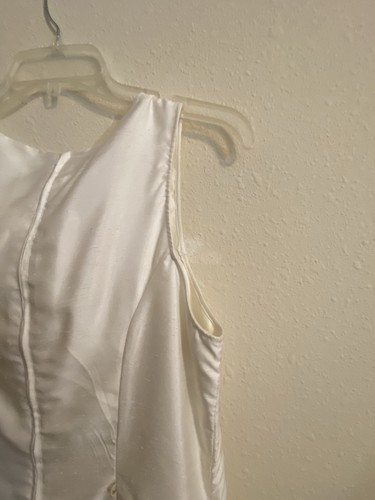 Vintage Elfenbein Satin Brautkleid mit Bolero/Jacke & abnehmbarer Schleife/Schleppe Größe 10/12? - Bild 14 von 24