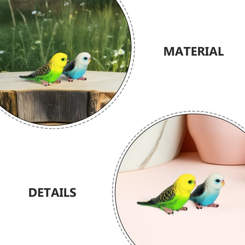2pcs Bird Model Ornament Small Parrot Figurine Kids Toy Green Blue - Picture 6 of 12