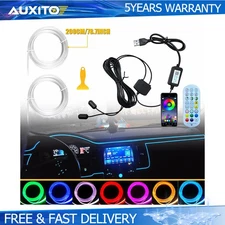 Car Interior RGB LED Optic Fiber Strip Light Glow APP Remote Control Kit New