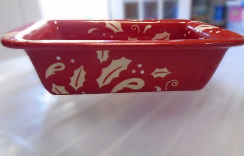 MESA HOME PRODUCTS STEINGUT AUFLAUFFORM ROT WEISS STECHPALMENBLATT RECHTECKIG - Bild 2 von 11