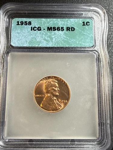 1958 Small Cents Lincoln ICG MS-65 Nice Coin See Pics.
