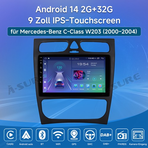 2+32G Autoradio14 Autoradio Carplay Navi Für Mercedes-Benz C-Klasse W203 2000-04 - Bild 2 von 15
