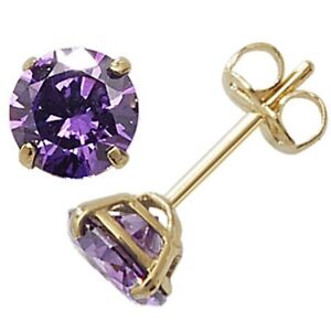 Eternity 9ct Gold February Amethyst Stud Earrings Eternity 9ct Gold February Amethyst Stud Earrings