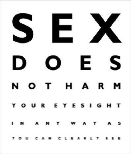 Funny Humour Birthday Greeting Card Eye Test Chart Optician Sex Not