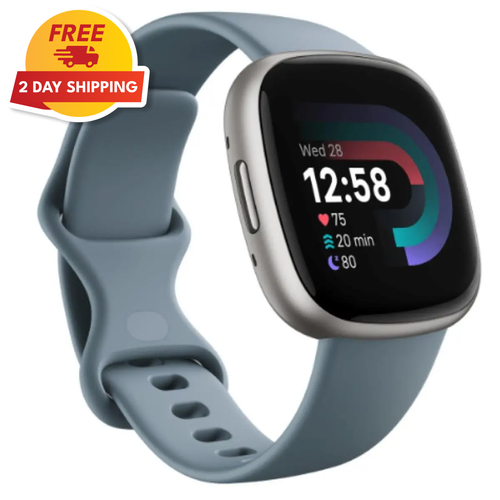 Fitbit Versa 4 Fitness GPS Smartwatch, Waterfall Blue/Platinum Aluminum - Picture 1 of 7