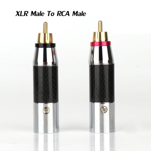 Audio RCA Male to XLR Male Female Adapter Carbon Fiber Rhodium Plated Connector - Afbeelding 1 van 10