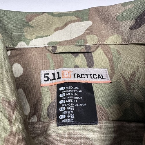 Men’s 5.11 Tactical Size M Multicam Camouflage Ripstop Button Up Canvas Shirt - Picture 9 of 18