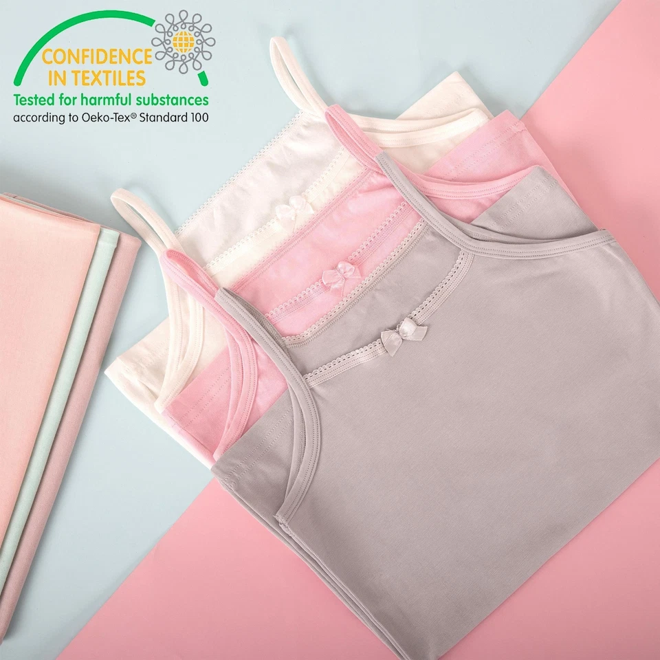 6 Mädchen Unterhemden Spagettiträger Tank Top Baumwolle Kinder Unterwäsche  - Bild 4 von 4