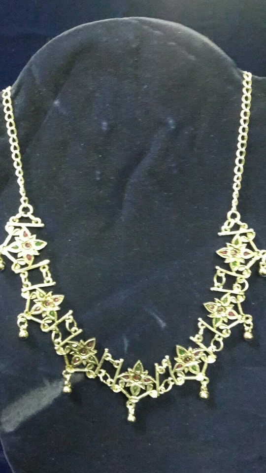 bellissima collana rubini e zaffiri arg.indiano-beautiful ruby and sapphire ne - Immagine 4 di 4