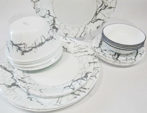*NUEVO JUEGO DE VAJILLA GRIS PIEDRA Corelle de 20 piezas *Cintas Asher de mármol gris plateado - Imagen 6 de 12
