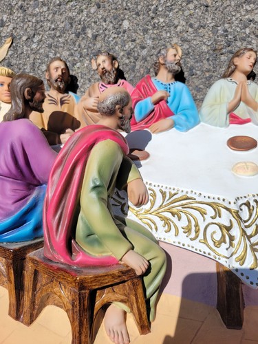 Vintage 3-D LARGE Jesus The Last Supper Statue Wall Plaque / Standing Figurine - Picture 8 of 23