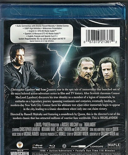 Highlander: Director's Cut [Blu-ray]  2010/ 1996 (A3) - Picture 2 of 2