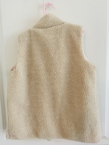 J.Crew Crewcuts girls size 12 Teddy cozy sherpa zip up vest pockets pink/beige - Picture 6 of 6