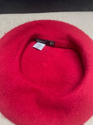 Talbots 100% Wool One Size Beret Hat Red see pics - Picture 9 of 10