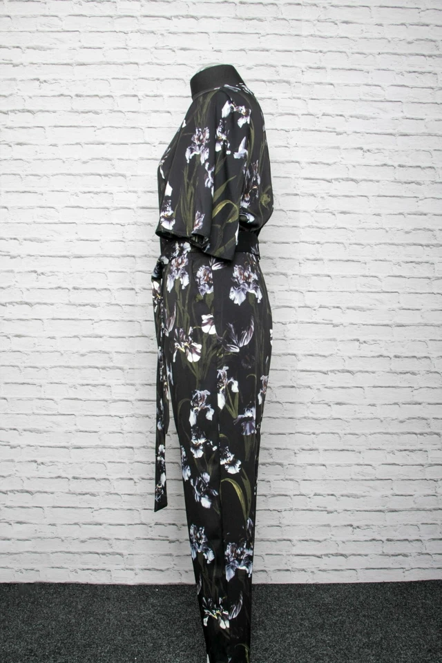 180 K04 H&M  Jumpsuit Overall Gr. 38 schwarz weiß lila grün Kurzarm Einteiler - Bild 3 von 4