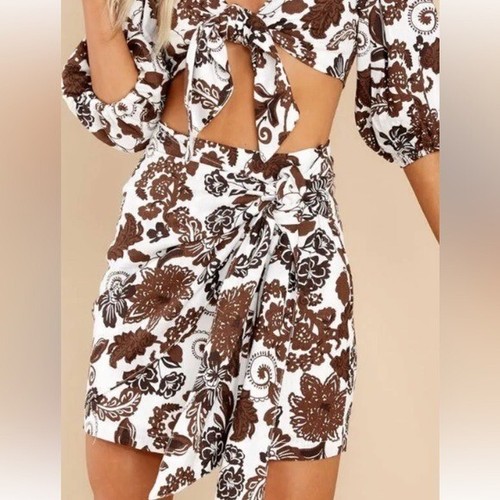MINKPINK Women's Amara Printed Mini Skirt Brown Size Small NWT - Picture 2 of 12