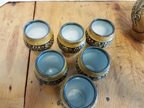 Set 7 pezzi brocca vino ceramica vintage GERTZ Germania e 6 bicchieri #3872 DIFETTI - Foto 8 di 12