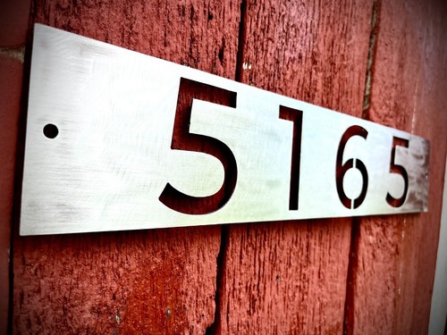 Personalized Modern Metal Home Address Sign Steel 17.5" x 3.5" - Horizontal