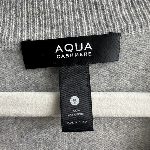 $178 AQUA CASHMERE 100% Cashmere Women's Small Soft Knit Sweater Gray Ribbed - Picture 3 of 9