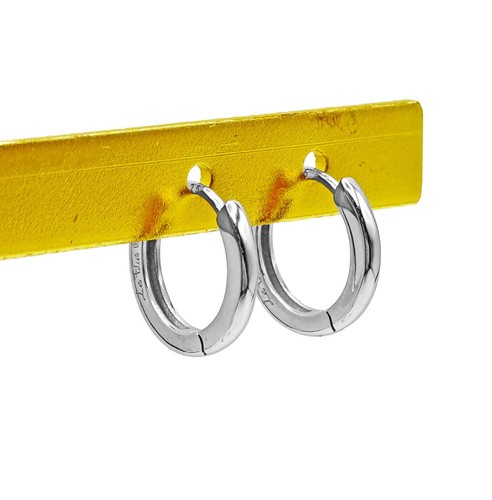 Par De Pendientes de Aro Liso de Plata 925 Rodiado - Hoops Collection - Imagen 5 de 51